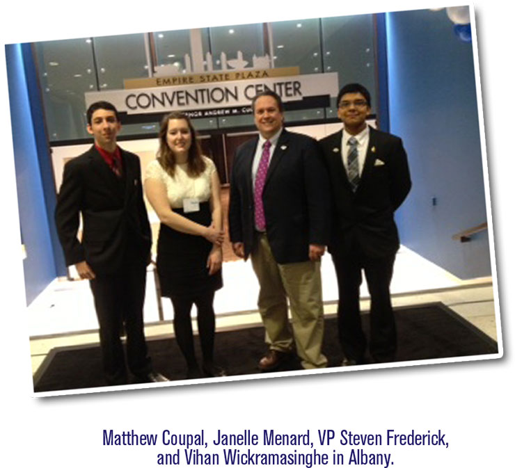 Matthew Coupal, Janelle Menard, VP Steven Frederick, and Vihan Wickramasinghe in Albany